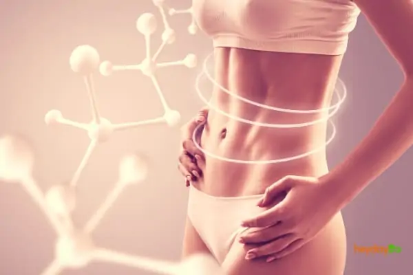 Toned woman's torso with molecules floating around, from Losing Weight After 60 - heydayDo image